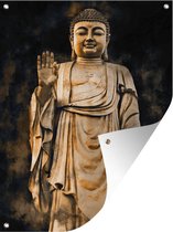Tuinschilderij Boeddha - Standbeeld - Rook - 60x80 cm - Tuinposter - Tuindoek - Buitenposter