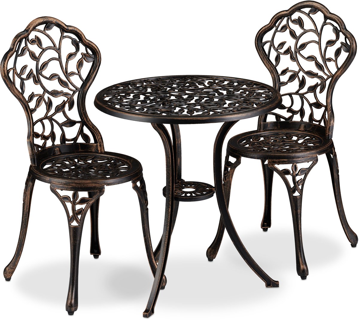 Bol.com bistroset - 3-delig - balkontafel met 2 stoelen - aluminium - 65 x 60 cm - brons aanbieding