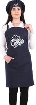 Chef Keukenschort met koksmuts 60x80 cm Nachtblauw Kookschort met zakken Keukenschort dames Schort voor vrouwen een voor mannen
