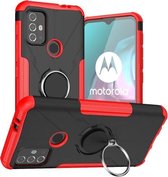 Voor Motorola Moto G30 Armor Bear schokbestendige pc + TPU-beschermhoes met ringhouder (rood)