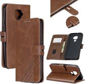 Voor Huawei Mate 30 Lite Stiksels Stijl 2-Kleur Koe Textuur Horizontale Flip PU Lederen Case met Houder & Kaartsleuf & Lanyard (Bruin)