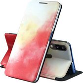 Voor Samsung Galaxy A20/A30 Spanning Aquarel Patroon Huid Voelen Magnetische Horizontale Flip PU Lederen Case met Houder (Rood)