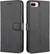 AZNS Skin Feel Kalf Textuur Horizontale Flip Leren Case met Kaartsleuven & Houder & Portemonnee Voor iPhone 7 Plus/8 Plus (Zwart)