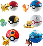 6x Pop 'n Trow Pokeballs met Pokemon Speelgoed