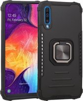 Voor Samsung Galaxy A50 / A50s Fierce Warrior-serie Armor All-inclusive schokbestendig aluminium + TPU-beschermhoes met ringhouder (zwart)