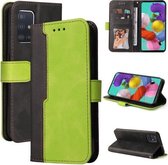 Voor Samsung Galaxy A51 4G/M40s 4G Zakelijke Stiksels-Kleur Horizontale Flip PU Lederen Case met Houder & Kaartsleuven & Fotolijst (Groen)