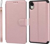 Effen textuur horizontale flip PU lederen tas met houder & kaartsleuven & fotolijst & portemonnee & riem voor iPhone XR (roze)