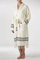 Merana Rome Badjas, uniseks, knuffelzachte en absorberende badjas met grote capuchon, luxe badstof, 100% katoen, Oeko-Tex, premium hotelkwaliteit, 450 g /m², coconut, L-XL