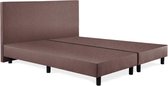 Beddenleeuw Boxspring Bed Zonder Matras - 160x200 - Incl. Hoofdbord - Bruin Stof