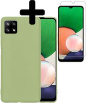 Hoesje Geschikt voor Samsung A22 5G Hoesje Siliconen Case Met Screenprotector - Hoes Geschikt voor Samsung Galaxy A22 5G Hoes Siliconen - Groen