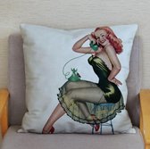Kussenhoes retro pin up met telefoon (45x45)