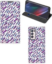 Flip Cover OPPO Find X3 Neo Telefoonhoesje Feathers Color