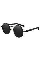 KIMU ronde zonnebril zwart hipster - vintage retro ronde glazen steampunk