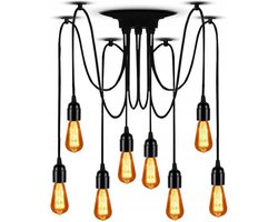 TooLight Retro plafondlamp - 8 lichtpunten - Industrieel design - Zwart - 20 x 150 cm