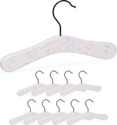 Relaxdays 10x baby kleerhangers - kinder kledinghangers - baby kledinghanger - wit-roze