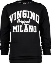 Vingino Logo Longsleeve Jongens T-shirt - Deep Black - Maat 116