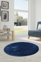 Livetti | Salonmat | Vloerkleed | Tapijt | Kamermat | Rond | 90x90 | Donker Blauw