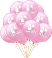 5 roze Ballonnen met de tekst Game Over - ballon - vrijgezellenfeest - trouwen bruiloft
