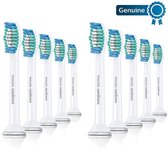 Philips Sonicare Original Basic Clean Opzetborstels - Tot 1,5x meer tandplakverwijdering - Opklikbaar opzetstuk - Memo-borstelharen - 10 Stuks - Wit - HX6010/30