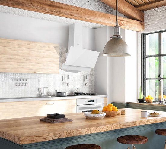 Wiggo WE-E623G(G) - Hotte de cuisine coudée - 60 cm - Double Glas Grijs