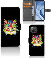Wallet Book Case Xiaomi Mi 11 Lite | Xiaomi 11 Lite NE Smartphone Hoesje Cat Color Leuke Verjaardagscadeaus