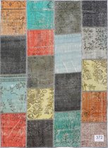 Vloerkleed Vintage 170x232 cm Handgeknoopt Patchwork Tapijt tapijten woonkamer