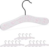 Relaxdays 15x baby kleerhangers - kinder kledinghangers - baby kledinghanger - wit-roze