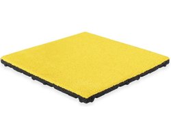 Rubber tegel met EPDM toplaag - 50 x 50 cm - 45 mm - Geel (RAL 1012)