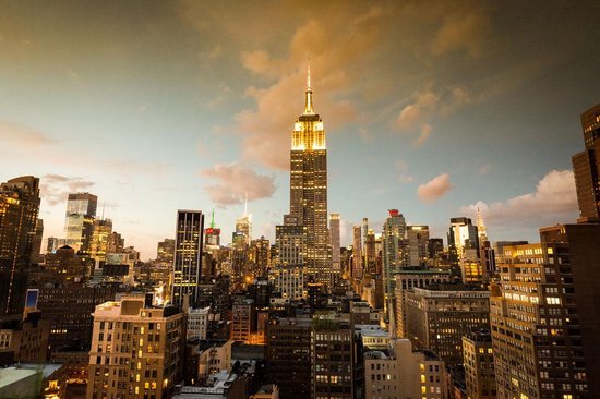 Glasschilderij Gebouw - New York City - Schilderij Empire State Building - 120x80cm - Stad