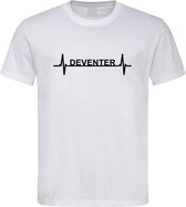 Wit T-Shirt met “ Deventer hartslag “ print Zwart Size XXL