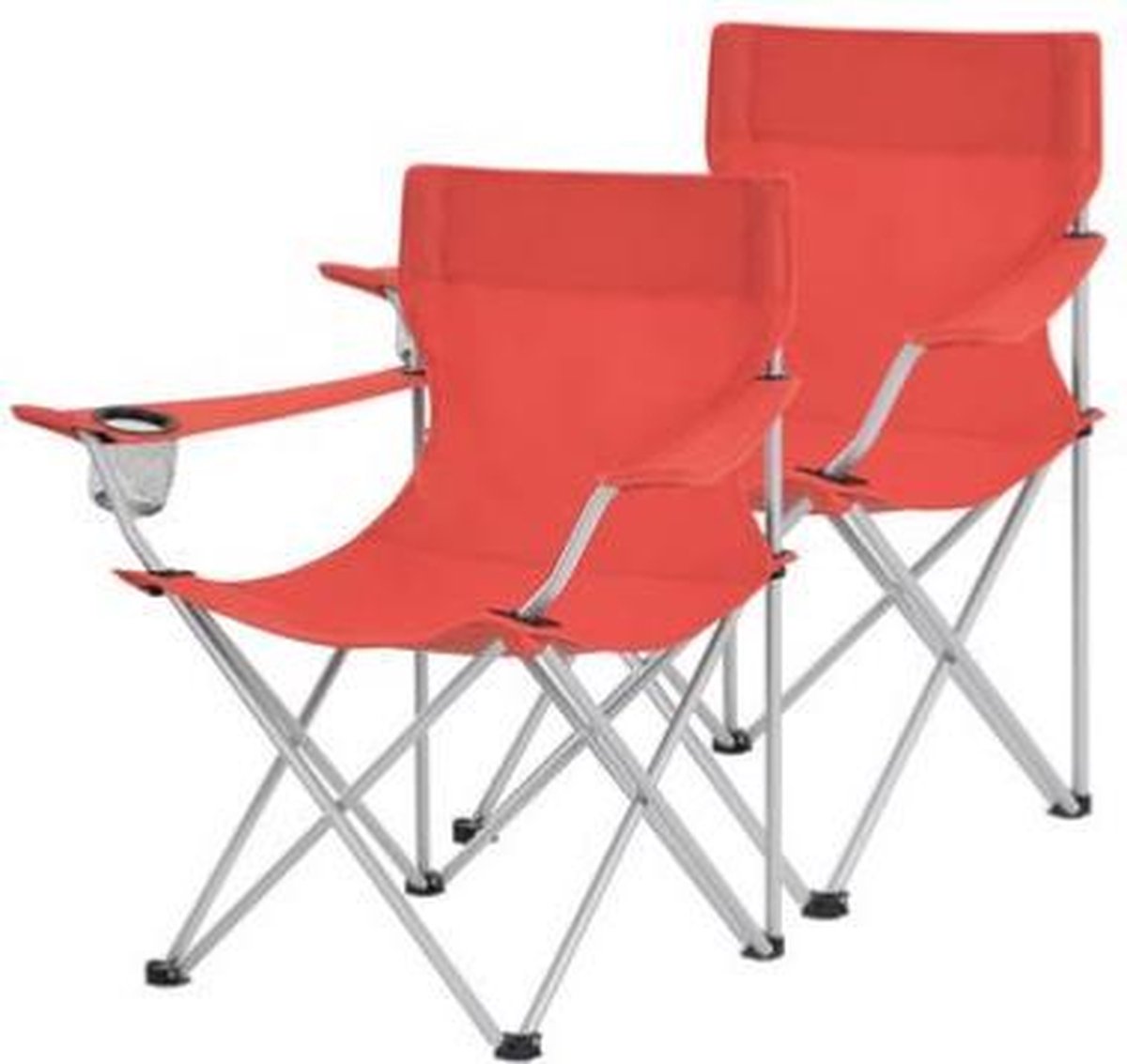 Segenn's Campingstoelen tot 120 kg - set van 2 - Opklapbare tuinstoelen - Campingstoelen - Opklapbare stoelen - Buitenstoelen met armleuningen en bekerhouders, stabiel frame, belastbaar tot 120 kg - Rood