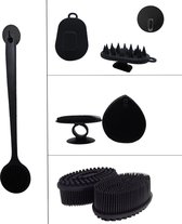 Bobbels & Putten -  set black velvet - L - badkamer accessoires - badborstel - doucheborstel  - haarborstel - dry brush - douchespons