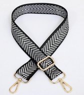 Bag Strap - Bagstrap - Tassenriem - Schouderband - Verstelbaar - Zwart/Wit Zebra Print - Gouden Gesp