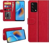 Oppo A74 4G hoesje - MobyDefend Wallet Book Case (Sluiting Achterkant) - Rood - GSM Hoesje - Telefoonhoesje Geschikt Voor: Oppo A74 4G