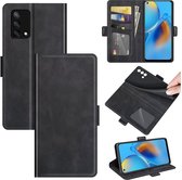 Oppo A74 4G hoesje - MobyDefend Luxe Wallet Book Case (Sluiting Zijkant) - Zwart - GSM Hoesje - Telefoonhoesje Geschikt Voor: Oppo A74 4G