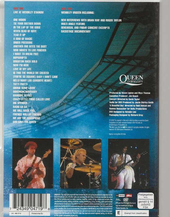 Queen - Live At Wembley (2 DVD), John Deacon | Muziek | bol.com