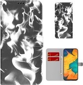 Voor Samsung Galaxy A20/A30 Cloud Fog Pattern Horizontal Flip Leather Case met houder & kaartsleuf & portemonnee (zwart)