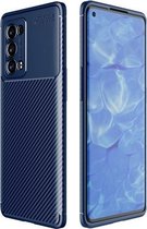 Voor OPPO Reno6 Pro + 5G koolstofvezeltextuur schokbestendig TPU-hoesje (blauw)