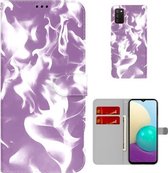 Voor Samsung Galaxy A02s EU Versie Cloud Fog Patroon Horizontale Flip Lederen Case met Houder & Kaartsleuf & Portemonnee (Paars)