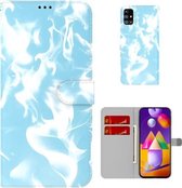 Voor Samsung Galaxy M31s Cloud Fog Pattern Horizontal Flip Leather Case met houder & kaartsleuf & portemonnee (hemelsblauw)