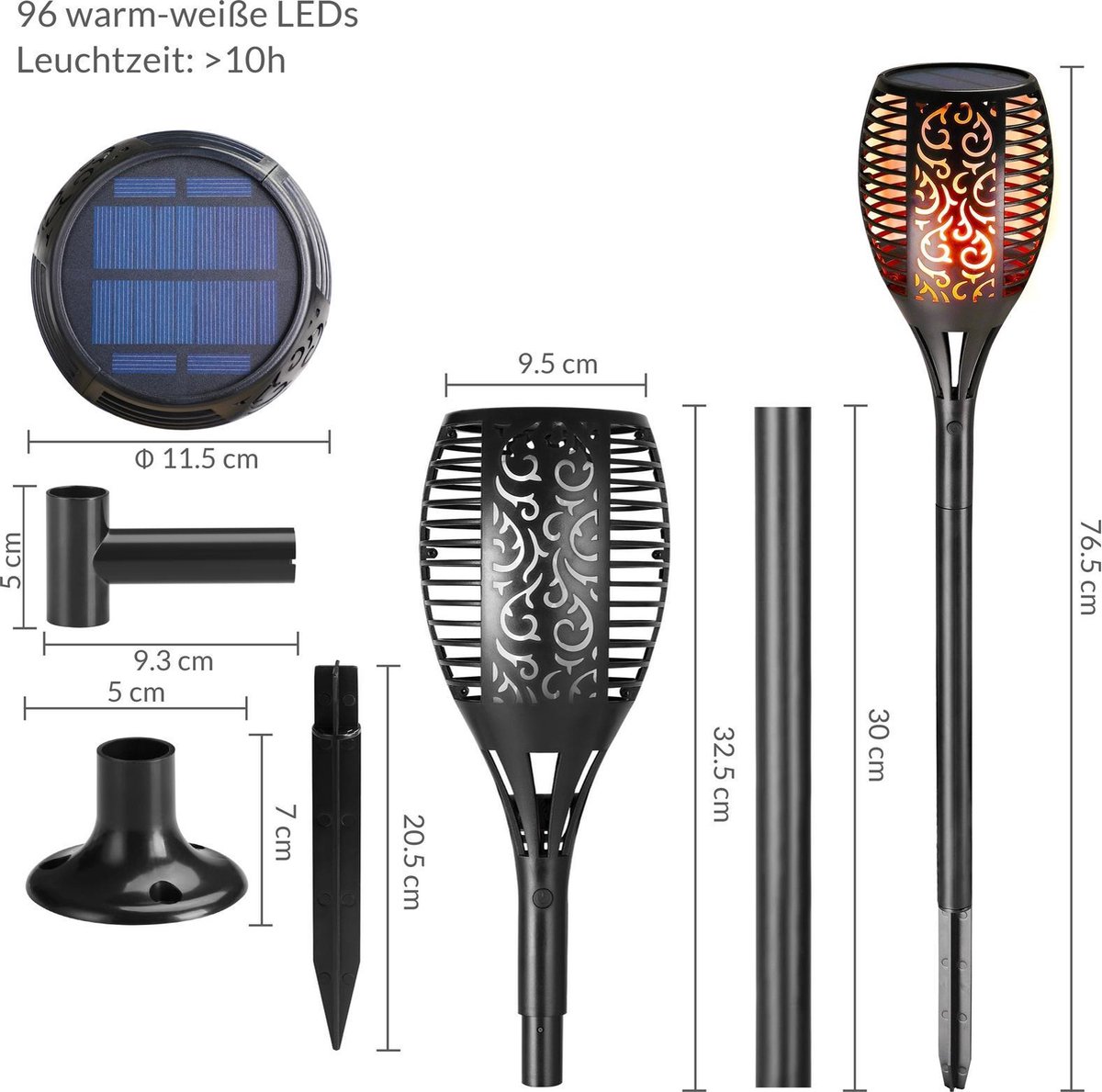 Lampes extérieur solaire Led avec / sans USB effet flamme lampes solaires  Jardin