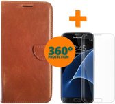 Fooniq Boek Hoesje Bruin + Screenprotector - Geschikt Voor Samsung Galaxy S7