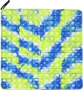 Fidgy - Pop It XXL 30x30 - Pop It Mega Groot - Groen/Blauw/Wit - Inclusief Sleutelhanger