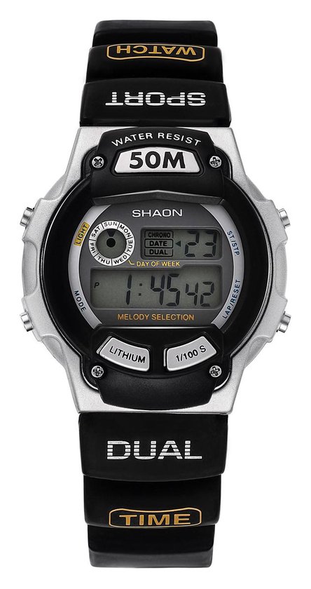 Shaon 39-6020-44 Horloge - Rubber - Zwart - Ø 42 mm