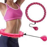 Nixnix - Fitness Hoelahoep - Hoelahoep volwassenen - Roze - Hula hoop met gewichten - Afvallen en massage - Fit en slank - 24 delig - 130cm