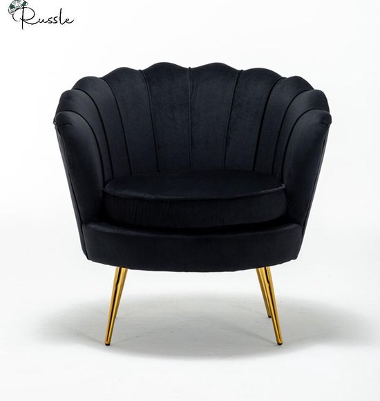 geluk overschreden Berekening Luxe Velvet Chair Schelp Stoel - Black Velvet - Zwart - Fauteuil - Chair -  Fluweel -... | bol.com