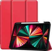 iPad Pro 2021 Hoes 12,9 Inch Book Case Hoesje Met Pencil Houder - Rood