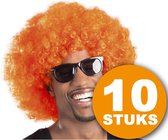Oranje Pruik | 10 stuks Oranje Feestpruik "Afro" | Feestartikelen Oranje Hoofddeksel | Feestkleding EK/WK Voetbal