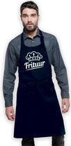Keukenschort Chef Frituur - Heren Dames - Horecakwaliteit - One size - Verstelbaar - Wasbaar - Cadeau BBQ Feest - Blauw