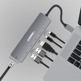 A-KONIC©  6 in 1 USB C Naar HDMI (4K) HUB met Ethernet RJ45, 2x USB 3.0 (thunderbolt), 2X Usb-C – geschikt voor Macbook Pro, HP, Dell en meer – Spacegrey